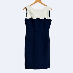 Blue Sleeveless Mini Dress with Scallop Detail